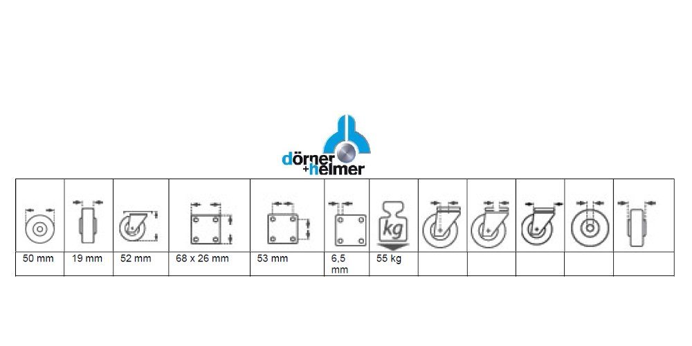 Dörner + Helmer Möbelrolle Dörner + Helmer Parkett Bockrolle 50x19mm Möbelrolle Tragkraft 55kg von Dörner + Helmer