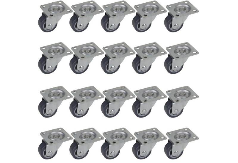 Dörner + Helmer Schwerlastrolle, Möbel-Lenkrollen 20er Set TPE-Räder Platte 20kg Tragkraft für bodensch von Dörner + Helmer