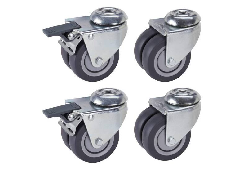 Dörner + Helmer Schwerlastrolle, TPE Doppel-Lenkrollen Set für Möbel & Baustoffe mit Kugellager, Fadens Dörner + Helmer Schwerlastrolle, TPE Doppel-Lenkrollen Set für Möbel & Baustoffe mit Kugellager, Fadens von Dörner + Helmer