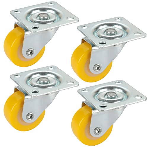 Dörner + Helmer Set Lenkrollen (4x Lenkrolle + Schrauben, 30 x 14 mm, Polyurethan gelb, Tragkraft 20kg/Rolle) 450128 von Dörner + Helmer
