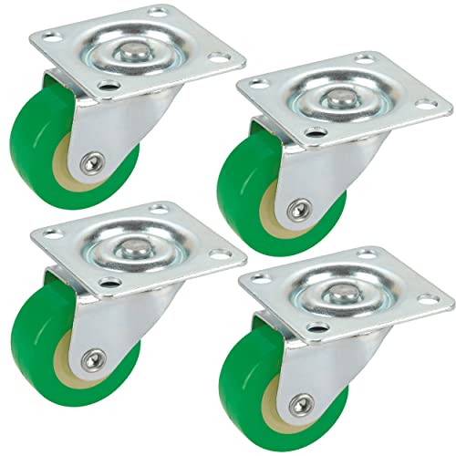Dörner + Helmer Set Lenkrollen (4x Lenkrolle + Schrauben, 30 x 14 mm, Polyurethan grün, Tragkraft 20kg/Rolle) 450127 von Dörner + Helmer