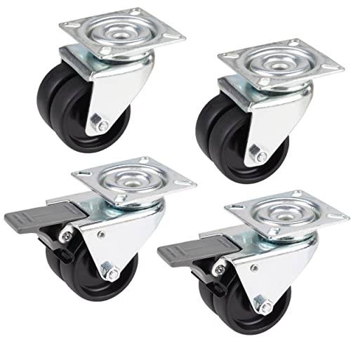 Dörner + Helmer Dörner & Helmer Apparate-Doppelrollen Set (4 Rollen, 2 Räder mit Feststellbremse, Kunststoffrollen, Tragkraft 80 kg pro Rolle) 450106 von Dörner + Helmer