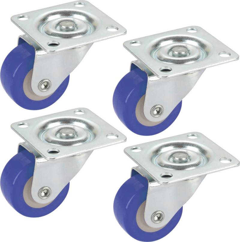 Möbel-Lenkrollen 30 x 14 mm Tragkr. 60 kg 4er Pack blau von Dörner & Helmer