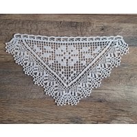 Häkelgardine 53x30cm Weiß Handarbeit Gardine Scheibengardine Bistrogardine Häkeln Baumwolle von DoertesMasche