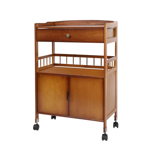Dofanqing Bambus-Aufbewahrungswagen Küchenwagen Servierwagen mit Schränken Schubladen 4 Spiralrädern modernes Design geeignet für Küche Bad oder Wohnzimmer (Tee Farbe) von Dofanqing