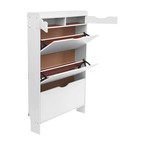 Dofanqing Schuhschrank mit Klappschubladen 3-lagig 80 x 17 x 125 cm weiß für Eingangsbereich Wohnzimmer Dofanqing Schuhschrank mit Klappschubladen 3-lagig 80 x 17 x 125 cm weiß für Eingangsbereich Wohnzimmer von Dofanqing