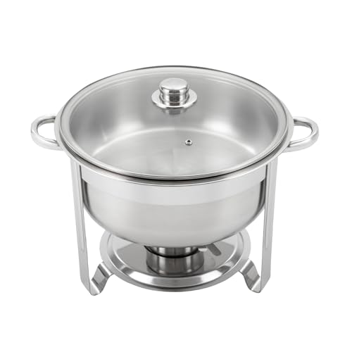 Silber Modern Runder Edelstahl Speisewärmer Kit,Edelstahl Runde Dish Set Pot Behälter,Vielseitig einsetzbar,Anti-Verbrühungs-Griff,für die Aufbewahrung von Lebensmitteln bei, Partys, Hochzeiten von Dofanqing