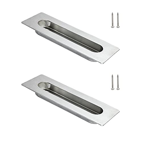 Neikafan 2 Stück Schiebetürgriff Versenkte Griffmuschel Edelstahl Muldengriff Rechteckig Muschelgriff Türgriffe für Schiebetüren Innnetüren und Wandschränke von Neikafan