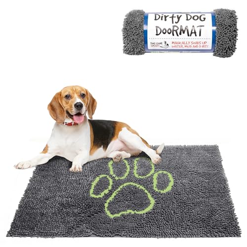 Dog Gone Smart Dirty Dog Fußmatte – schnell trocknender Teppich mit super griffiger Rückseite für saubere Böden – super saugfähige und maschinenwaschbare Matte für schlammige Pfoten – kühles Grau Dog Gone Smart Dirty Dog Fußmatte – schnell trocknender Teppich mit super griffiger Rückseite für saubere Böden – super saugfähige und maschinenwaschbare Matte für schlammige Pfoten – kühles Grau von Dog Gone Smart