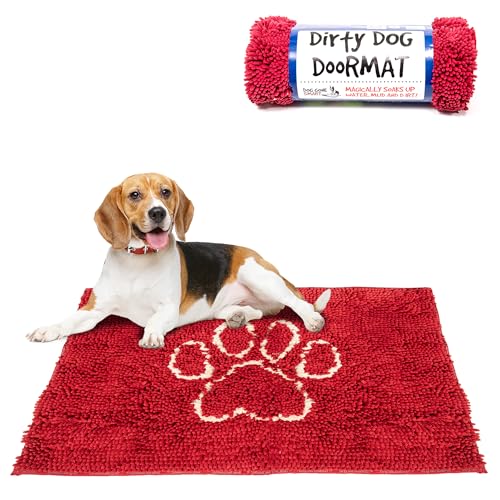 Dog Gone Smart Dirty Dog Fußmatte – schnell trocknender Teppich mit super griffiger Rückseite für saubere Böden – super saugfähige und maschinenwaschbare Matte für schlammige Pfoten – Kastanienbraun von Dog Gone Smart