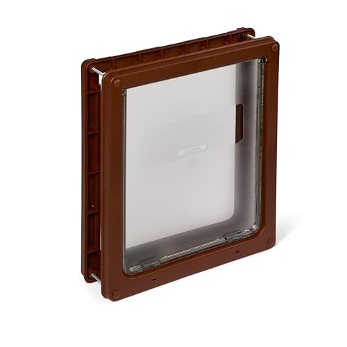 Dog Mate Verschließbare Große Hundeklappe (216) – Klappe für große Hunde und Katzen, für UPVC, Wand und Holz, sicher für Haustiere, Braun von Dog Mate