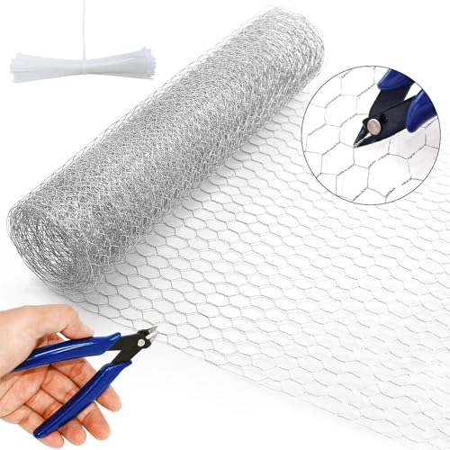 C-109 Maschendrahtzaun Volierendraht Kaninchendraht Maschendraht 0.4*5m Mit Schneidezange und Krawatten Geeignet für DIY-Projekte Geflügel Zaun Vogelkäfig Garten Zaun Gartenarbeit von Dog's Booty