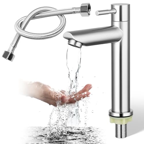 Edelstahl Kaltwasserhahn Brushed Single-Cold Straight Spout Waschbecken Armaturen mit 23.62 Zoll langem Schlauch Wasserhahn nur Kaltwasser,für Wasserhahn in Armatur Badezimmer Badezimmer Küche Edelstahl Kaltwasserhahn Brushed Single-Cold Straight Spout Waschbecken Armaturen mit 23.62 Zoll langem Schlauch Wasserhahn nur Kaltwasser,für Wasserhahn in Armatur Badezimmer Badezimmer Küche von Dog's Booty