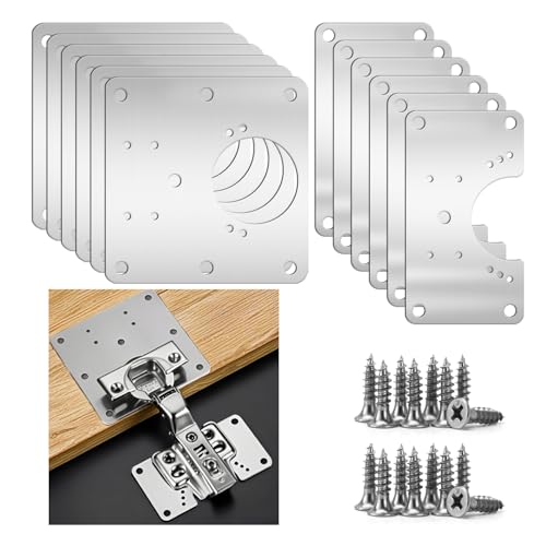 12 Stück Scharniere Reparaturplatten mit Schrauben in Breiter Quadrat- und U-Form für Fenster, Tür- und Möbelscharnieren Sowie Scharniere für Schranktüren und Reparaturplatte Scharniere Reparaturset von Dog's Booty
