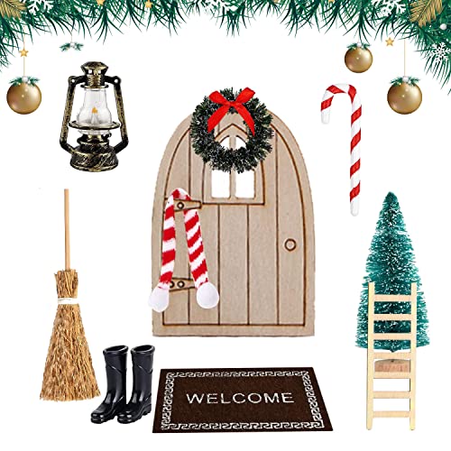 Wichtel Zubehör Wichteltür Zubehör Weihnachten Weihnachtswichtel Tür Set Puppenhaus Zubehör mit Zubehör Holzleiter Wichtelbesen Gummistiefel Teppich Miniatur Gartenmöbel Weihnachten Deko 10 PCS von Dog's Booty