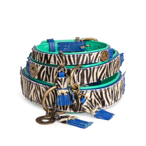 DWAM Dog with a Mission – Hundehalsband - Verstellbar - Weichem Leder – Tierdruck - Zebra – L – Leder – Halsumfang zwischen 38–47 x 2,5 cm – Dandy von Dog with a Mission