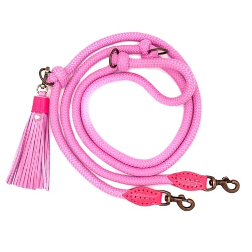 DWAM Dog with a Mission - Hundeleine – Leine für Hunde - Verstellbar - Freihandleine – Rosa – Polyester/Leder – L – 155 x 1,4 cm – Extra Lange Sweety von Dog with a Mission