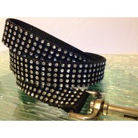 Bling Hundeleine Aus Schwarzem Nylon Mit Silbernen Strasssteinen von DogFabulousBling