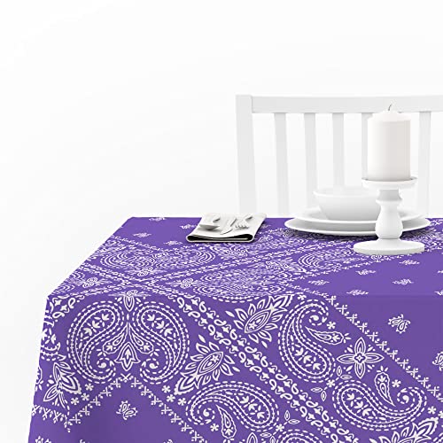 Doge Milano Tischdecke mit Digitaldruck, 100% Made in Italy Rutschfeste Tischdecke für Esszimmer, waschbar und schmutzabweisend, Bandana-Modell - Viola, cm 180x140 von Doge Milano