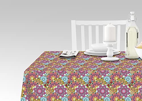 Doge Milano Tischdecke mit Digitaldruck, 100% Made in Italy Rutschfeste Tischdecke für Esszimmer, waschbar und schmutzabweisend, Modell Blumen - Rhaxma, cm 140x180 von Doge Milano