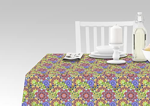 Doge Milano Tischdecke mit Digitaldruck, 100% Made in Italy Rutschfeste Tischdecke für Esszimmer, waschbar und schmutzabweisend, Modell Blumen - Rheanna, cm 140x180 von Doge Milano