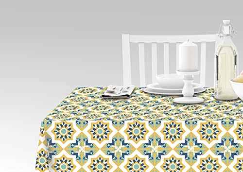 Doge Milano Tischdecke mit Digitaldruck, 100% Made in Italy Rutschfeste Tischdecke für Esszimmer, waschbar und schmutzabweisend, Modell Maiolica - Rea, cm 180x140 von Doge Milano