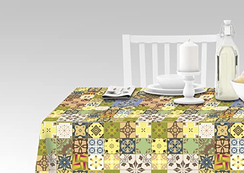 Doge Milano Tischdecke mit Digitaldruck, 100% Made in Italy Rutschfeste Tischdecke für Esszimmer, waschbar und schmutzabweisend, Modell Maiolica - Reanna, cm 140x140 von Doge Milano
