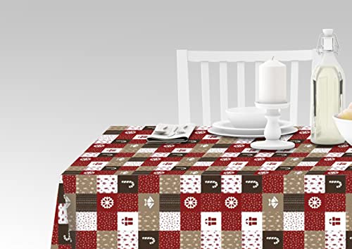 Doge Milano Tischdecke mit Digitaldruck, 100% Made in Italy Rutschfeste Tischdecke für Esszimmer, waschbar und schmutzabweisend, Weihnachtsmodell - Reboly, cm 240x140 von Doge Milano