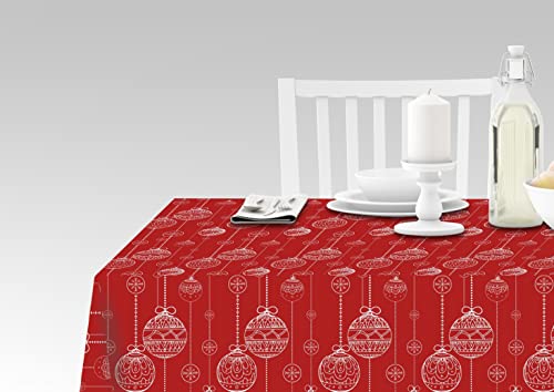 Doge Milano Tischdecke mit Digitaldruck, 100% Made in Italy Rutschfeste Tischdecke für Esszimmer, waschbar und schmutzabweisend, Weihnachtsmodell - Reenie, cm 140x140 von Doge Milano