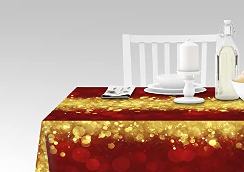 Doge Milano Tischdecke mit Digitaldruck, 100% Made in Italy Rutschfeste Tischdecke für Esszimmer, waschbar und schmutzabweisend, Weihnachtsmodell - Ristna, cm 140x140 von Doge Milano