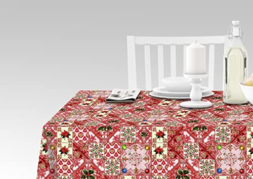 Doge Milano Tischdecke mit Digitaldruck, 100% Made in Italy Rutschfeste Tischdecke für Esszimmer, waschbar und schmutzabweisend, Weihnachtsmodell - Riversdale, cm 140x180 von Doge Milano