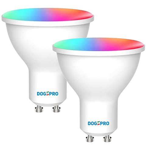 DogePro 2 x GU10 LED Strahler 6 W Smart Beacon Bluetooth (kein WLAN), intelligent, RGB mehrfarbig + CCT Warm- und Kaltweiß, dimmbar, 450 Lumen, Steuerung mit App, Tuya, Smart Life von DogePro