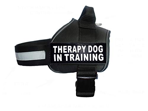 Therapie Hund in Training Nylon Hundegeschirr. Kauf kommt mit 2 reflektierenden Therapiehunden in Trainingspfaden Bitte messen Sie Ihren Hund vor der Bestellung (Umfang 48,3 - 63,5 cm, schwarz) von Doggie Stylz