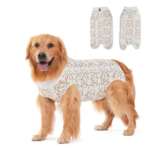 Hundekleidung zur Genesung Nach Operationen, Hundekleidung zur Genesung für Hündinnen und Rüden Nach Operationen, Hundekleidung für Operationen, Operationsweste für Kleine (Weiß-Kirsche, XL) von DoggieKit