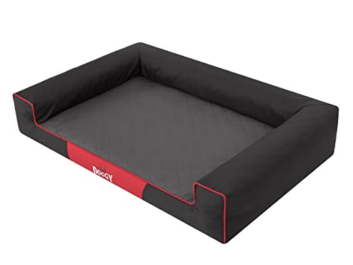 DOGGY Haustierbett Hundeliegen Kissen Hundebett Liegen Hundekissen Bett Sofa Hundekorb Tierbett Hundesofa: Schwarz mit Graphit Matratze, XL - 100 x 66 cm von DOGGY