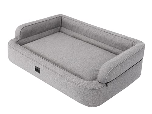 Doggy Hundebett, Katzenbett, Hundesofa, Abnehmbar Bezug, Hundekorb, Hundekissen, Möbel für Tiere, Hundeliege, Schlafplätze, XL: 96x62 cm, Grau von Doggy