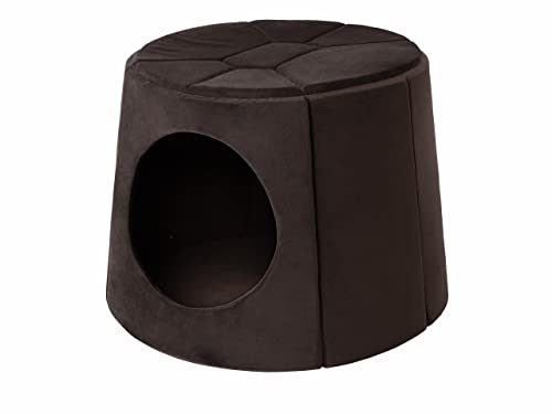 Doggy Hundehöhle Hundebett Katzenbett Hundehütte Haustierbett Hundehaus Hundeliegen Hundesofa Korb Sofa Hundekissen Schlafplatz, Braun, 1: ∅60 x 45 cm von Doggy