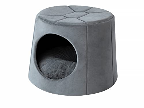 Doggy Hundehöhle Hundebett Katzenbett Hundehütte Haustierbett Hundehaus Hundeliegen Hundesofa Korb Sofa Hundekissen Schlafplatz, Grau, 2: ∅70 x 53 cm von Doggy