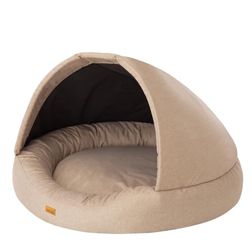 Doggy Hundehöhle Hundebett Katzenbett Hundehütte Haustierbett Hundehaus Hundeliegen Hundesofa Korb Sofa Schlafplatz, Größe 1: 80 x 80 x 62 cm, Beige von Doggy