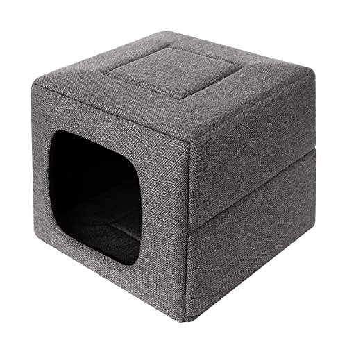 Doggy Hundehöhle Hundebett Katzenbett Hundehütte Haustierbett Hundehaus Hundeliegen Hundesofa Korb Sofa Schlafplatz, Größe 3: 50x50x40/20 cm, Graphit von Doggy