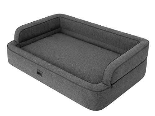 Doggy Hundebett, Katzenbett, Hundesofa, Abnehmbar Bezug, Hundekorb, Hundekissen, Möbel für Tiere, Hundeliege, Schlafplätze, XL: 96x62 cm, Graphit von Doggy