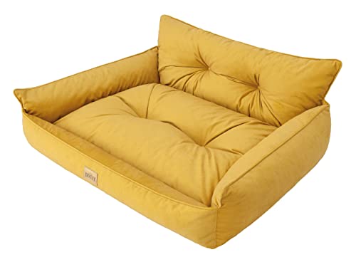 Hundebett Haustierbett Hundeliege Gesteppt Hundekissen Bett Sofa Hundematratze Tierbett Hundesofa Matratze, Gelb Fancy, XXL - 106 x 80 cm von DOGGY