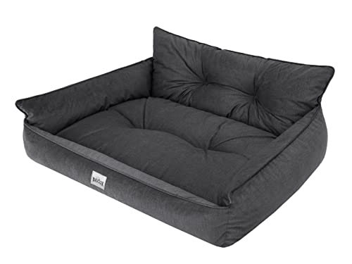 Hundebett Haustierbett Hundeliege Gesteppt Hundekissen Bett Sofa Hundematratze Tierbett Hundesofa Matratze, Graphit Fancy, XL - 82 x 63 cm von DOGGY