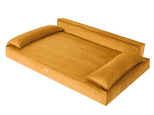 DOGGY Hundebett Haustierbett Hundeliegen Hundecouch Liegen Hundekissen Bett Sofa Hundekorb Tierbett Hundesofa Matratze Schlafplãtze, Gelb, 120 x 77 cm von DOGGY