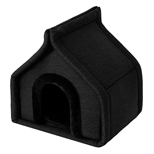 Doggy Hundehöhle Hundebett Katzenbett Hundehütte Haustierbett Hundehaus Hundeliegen Hundesofa Katzenhaus Hütte Höhle Schlafplatz, L: 60 x 50 cm, Schwarz von Doggy