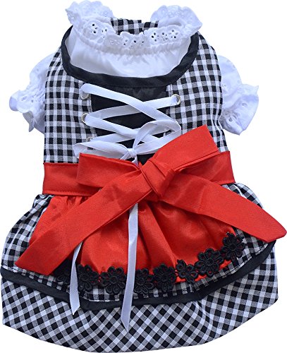 Doggy Dolly DL001 Hunde Dirndl, schwarz Kariert, Größe : XXL von Doggydolly