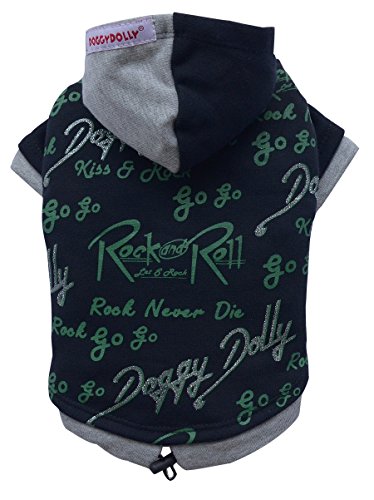 Doggy Dolly W169 Kapuzenshirt für Hunde Rock&Roll, schwarz, Winter, Größe : XL von Doggydolly