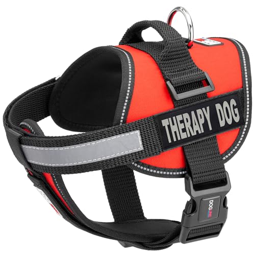 Dogline Hundegeschirr und 2 abnehmbare Therapie-Flicken, Größe S / 45,7 cm bis 63,5 cm, Rot von Dogline