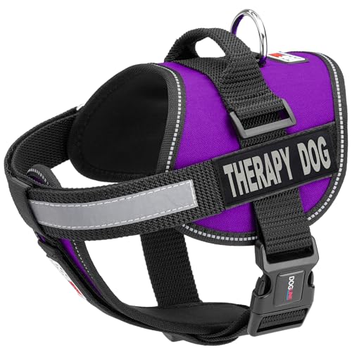 Dogline Hundegeschirr und 2 abnehmbare Therapie-Flicken, Größe M/55,9 cm bis 76,2 cm, Violett von Dogline