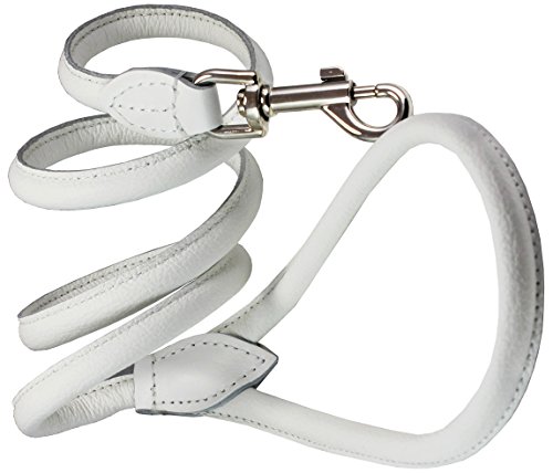 Dogs My Love 4ft Long Round Genuine Rolled Leather Dog Leash White (Small: 3/8 (8mm)) by Dogs My Love von Dogs My Love